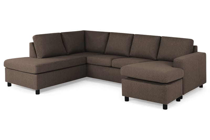 Crazy 4-seters Venstrevendt U-formet Large Sofa med Divan og Sjeselong i Stoff - Brun - Møbler - Sofaer - Sofaer med sjeselong - 3 seters sofa med divan