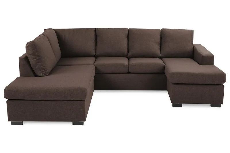 Crazy 4-seters Venstrevendt U-formet Large Sofa med Divan og Sjeselong i Stoff, Brun