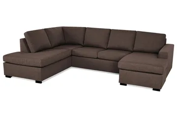 Crazy 4-seters Venstrevendt U-formet Large Sofa med Divan og Sjeselong i Stoff - Brun - Møbler - Sofaer - Sofaer med sjeselong - 4 seters sofa med divan