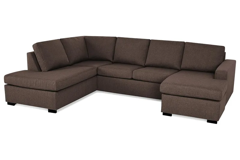 Crazy 4-seters Venstrevendt U-formet Large Sofa med Divan og Sjeselong i Stoff - Brun - Møbler - Sofaer - Sofaer med sjeselong - 4 seters sofa med divan