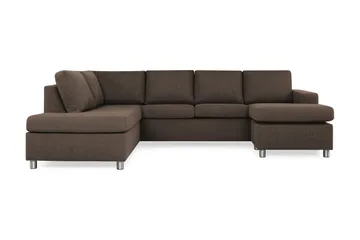 Crazy 4-seters Venstrevendt U-formet Large Sofa med Divan og Sjeselong i Stoff - Brun - Møbler - Sofaer - Sofaer med sjeselong - 3 seters sofa med divan