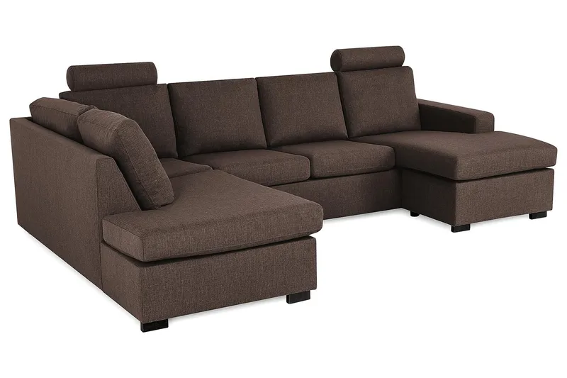 Crazy 4-seters Venstrevendt U-formet Large Sofa med Divan og Sjeselong i Stoff - Brun - Møbler - Sofaer - Sofaer med sjeselong - 4 seters sofa med divan