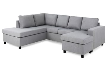 Crazy 4-seters Venstrevendt U-formet Large Sofa med Divan og Sjeselong i Stoff - Grå - Møbler - Sofaer - U-sofa