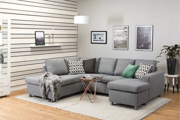 Crazy 4-seters Venstrevendt U-formet Large Sofa med Divan og Sjeselong i Stoff - Grå - Møbler - Sofaer - U-sofa