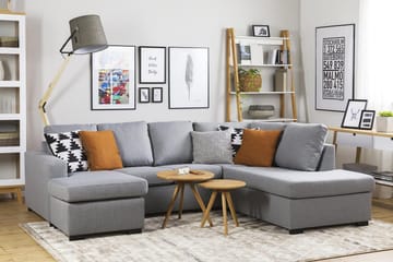 Crazy 4-seters Venstrevendt U-formet Large Sofa med Divan og Sjeselong i Stoff - Grå - Møbler - Sofaer - U-sofa