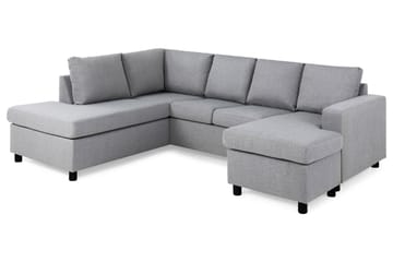 Crazy 4-seters Venstrevendt U-formet Large Sofa med Divan og Sjeselong i Stoff - Grå - Møbler - Sofaer - U-sofa