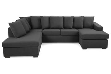 Crazy 4-seters Venstrevendt U-formet Large Sofa med Divan og Sjeselong i Stoff inkl. Pynteputer - Mørk grå - Møbler - Sofaer - U-sofa