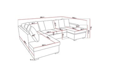 Crazy 4-seters Venstrevendt U-formet Large Sofa med Divan og Sjeselong i Stoff inkl. Pynteputer - Mørk grå - Møbler - Sofaer - U-sofa
