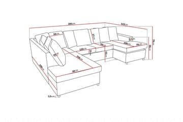 Crazy 4-seters Venstrevendt U-formet Large Sofa med Divan og Sjeselong i Stoff inkl. Pynteputer - Antrasitt - Møbler - Sofaer - U-sofa