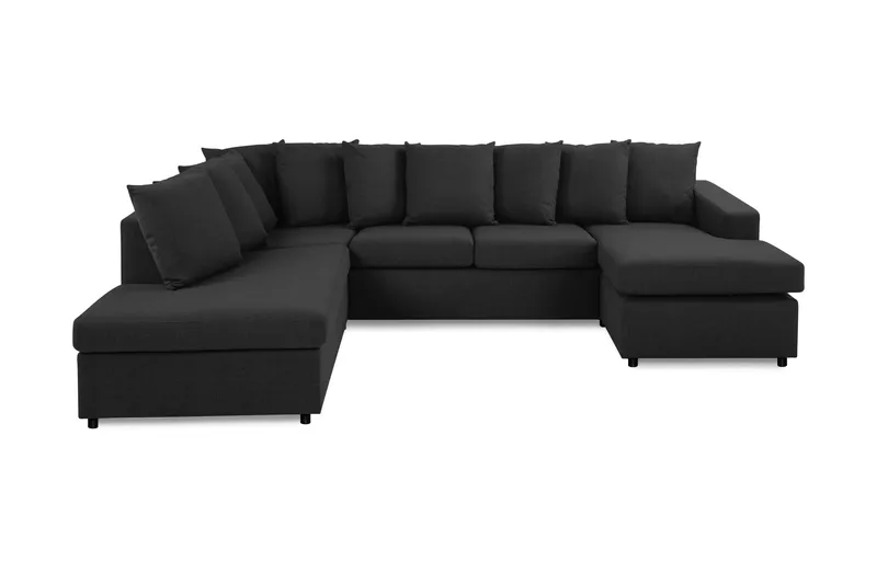Crazy 4-seters Venstrevendt U-formet Large Sofa med Divan og Sjeselong i Stoff inkl. Pynteputer, Antrasitt