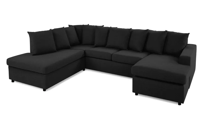 Crazy 4-seters Venstrevendt U-formet Large Sofa med Divan og Sjeselong i Stoff inkl. Pynteputer - Antrasitt - Møbler - Sofaer - U-sofa