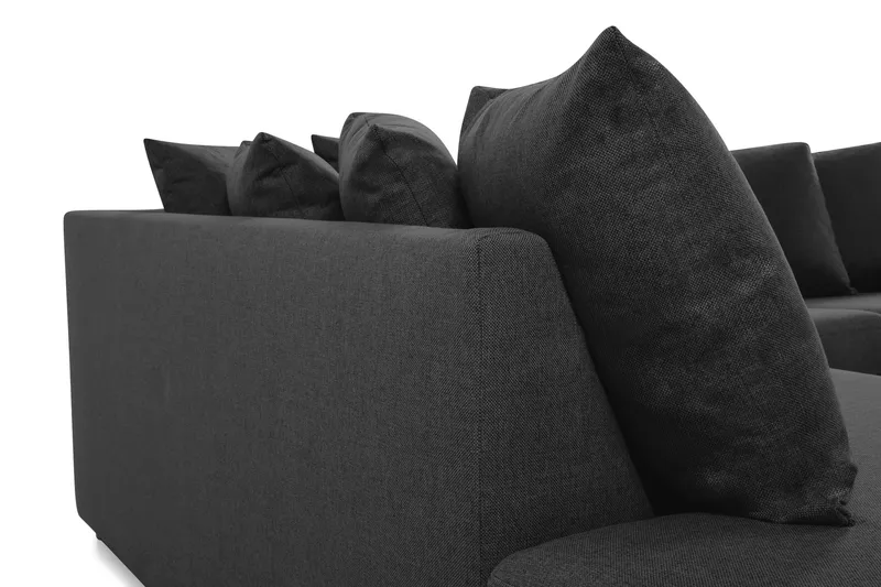Crazy 4-seters Venstrevendt U-formet Large Sofa med Divan og Sjeselong i Stoff inkl. Pynteputer - Mørk grå - Møbler - Sofaer - U-sofa