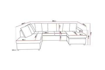 Crazy 4-seters Venstrevendt U-formet Large Sofa med Divan og Sjeselong i Stoff inkl. Pynteputer - Antrasitt - Møbler - Sofaer - U-sofa