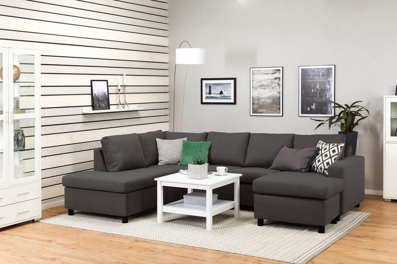 Crazy 4-seters Venstrevendt U-formet Large Sofa med Divan og Sjeselong i Stoff - Mørk grå - Møbler - Sofaer - Sofaer med sjeselong - 4 seters sofa med divan