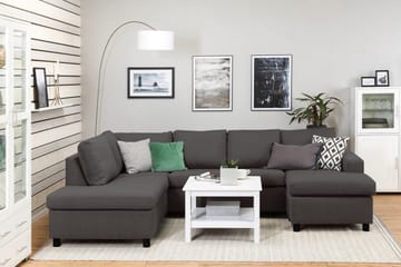 Crazy 4-seters Venstrevendt U-formet Large Sofa med Divan og Sjeselong i Stoff - Mørk grå - Møbler - Sofaer - Sofaer med sjeselong - 4 seters sofa med divan