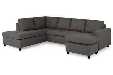 Crazy 4-seters Venstrevendt U-formet Large Sofa med Divan og Sjeselong i Stoff - Mørk grå - Møbler - Sofaer - Sofaer med sjeselong - 4 seters sofa med divan