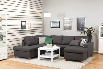 Crazy 4-seters Venstrevendt U-formet Large Sofa med Divan og Sjeselong i Stoff - Mørk grå - Møbler - Sofaer - Sofaer med sjeselong - 4 seters sofa med divan