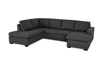 Crazy 4-seters Venstrevendt U-formet Large Sofa med Divan og Sjeselong i Stoff - Mørk grå - Møbler - Sofaer - Sofaer med sjeselong - 4 seters sofa med divan