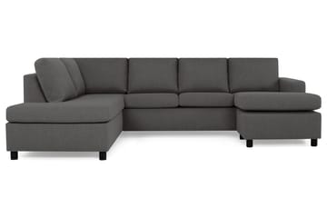 Crazy 4-seters Venstrevendt U-formet Large Sofa med Divan og Sjeselong i Stoff - Mørk grå - Møbler - Sofaer - Sofaer med sjeselong - 4 seters sofa med divan