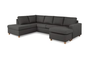 Crazy 4-seters Venstrevendt U-formet Large Sofa med Divan og Sjeselong i Stoff - Mørk grå - Møbler - Sofaer - Sofaer med sjeselong - 4 seters sofa med divan