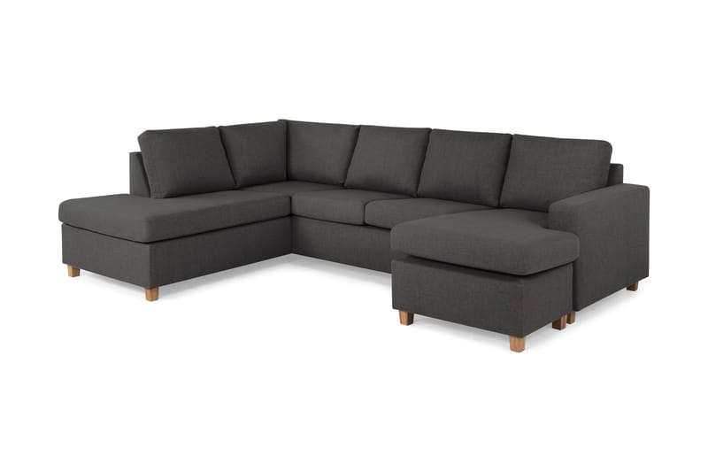 Crazy 4-seters Venstrevendt U-formet Large Sofa med Divan og Sjeselong i Stoff - Mørk grå - Møbler - Sofaer - Sofaer med sjeselong - 4 seters sofa med divan