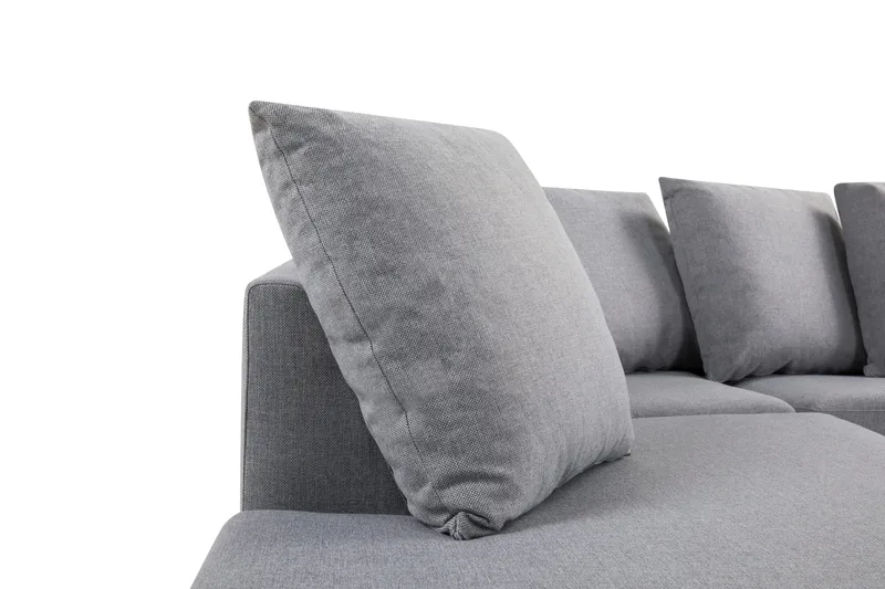 Crazy 4-seters Venstrevendt U-formet Small Sofa med Divan og Sjeselong i Stoff inkl. Pynteputer - Grå - Møbler - Sofaer - U-sofa