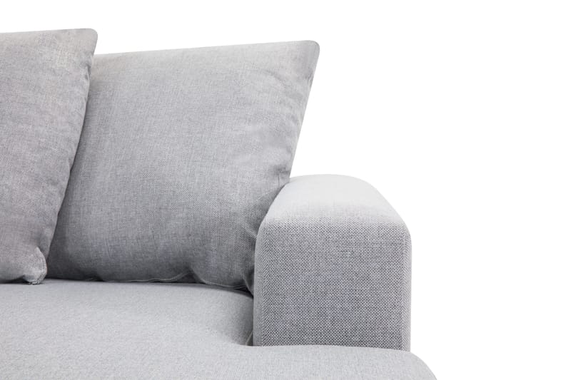 Crazy 4-seters Venstrevendt U-formet Small Sofa med Divan og Sjeselong i Stoff inkl. Pynteputer - Grå - Møbler - Sofaer - U-sofa
