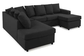 Crazy 4-seters Venstrevendt U-formet Small Sofa med Divan og Sjeselong i Stoff inkl. Pynteputer - Antrasitt - Møbler - Sofaer - U-sofa