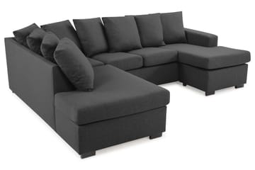 Crazy 4-seters Venstrevendt U-formet Small Sofa med Divan og Sjeselong i Stoff inkl. Pynteputer - Mørk grå - Møbler - Sofaer - U-sofa