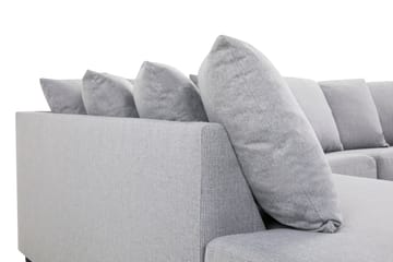 Crazy 4-seters Venstrevendt U-formet Small Sofa med Divan og Sjeselong i Stoff inkl. Pynteputer - Grå - Møbler - Sofaer - U-sofa
