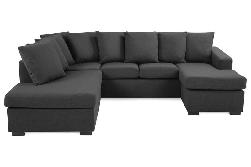 Crazy 4-seters Venstrevendt U-formet Small Sofa med Divan og Sjeselong i Stoff inkl. Pynteputer - Mørk grå - Møbler - Sofaer - U-sofa