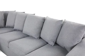 Crazy 4-seters Venstrevendt U-formet Small Sofa med Divan og Sjeselong i Stoff inkl. Pynteputer - Grå - Møbler - Sofaer - U-sofa