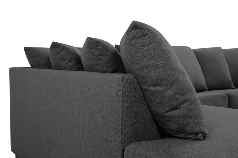 Crazy 4-seters Venstrevendt U-formet Small Sofa med Divan og Sjeselong i Stoff inkl. Pynteputer - Mørk grå - Møbler - Sofaer - U-sofa