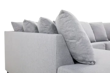 Crazy 4-seters Venstrevendt U-formet Small Sofa med Divan og Sjeselong i Stoff inkl. Pynteputer - Grå - Møbler - Sofaer - U-sofa