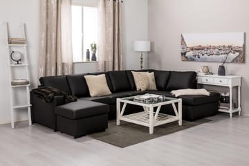 Crazy 5-seters Høyrevendt U-formet X-Large Sofa med Divan og Sjeselong i Kunstlær - Svart - Møbler - Sofaer - U-sofa