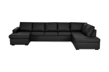 Crazy 5-seters Høyrevendt U-formet X-Large Sofa med Divan og Sjeselong i Kunstlær - Svart - Møbler - Sofaer - Skinnsofaer