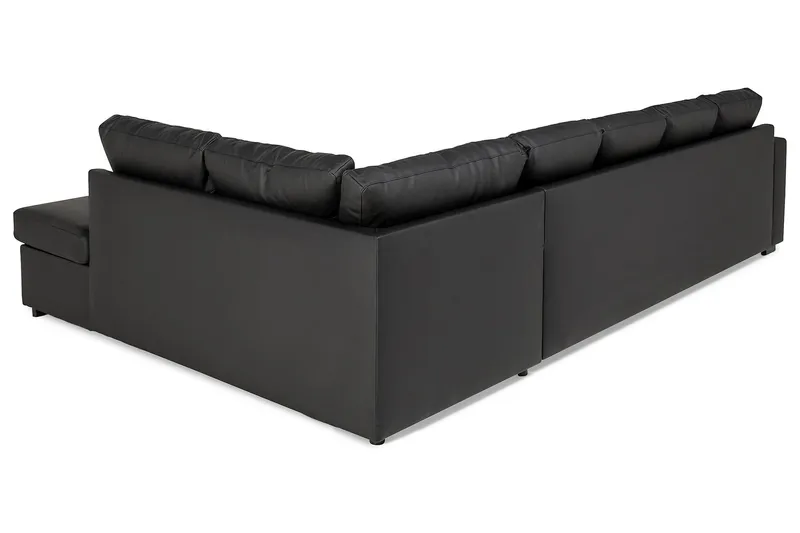 Crazy 5-seters Høyrevendt U-formet X-Large Sofa med Divan og Sjeselong i Kunstlær - Svart - Møbler - Sofaer - Skinnsofaer