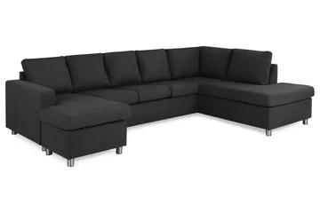 Crazy 5-seters Høyrevendt U-formet X-Large Sofa med Divan og Sjeselong i Stoff - Antrasitt - Møbler - Sofaer - U-sofa