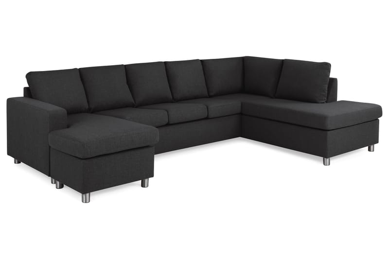 Crazy 5-seters Høyrevendt U-formet X-Large Sofa med Divan og Sjeselong i Stoff - Antrasitt - Møbler - Sofaer - U-sofa
