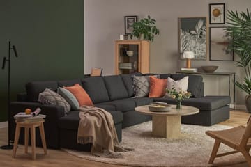 Crazy 5-seters Høyrevendt U-formet X-Large Sofa med Divan og Sjeselong i Stoff - Antrasitt - Møbler - Sofaer - U-sofa