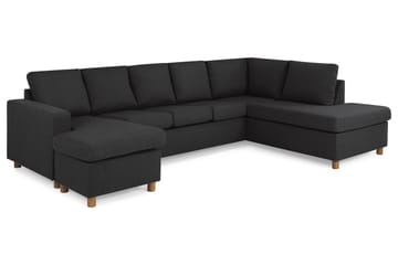 Crazy 5-seters Høyrevendt U-formet X-Large Sofa med Divan og Sjeselong i Stoff - Antrasitt - Møbler - Sofaer - U-sofa