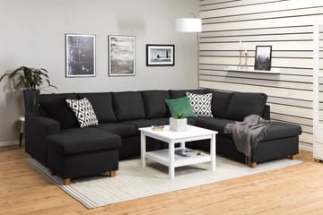Crazy 5-seters Høyrevendt U-formet X-Large Sofa med Divan og Sjeselong i Stoff - Antrasitt - Møbler - Sofaer - U-sofa