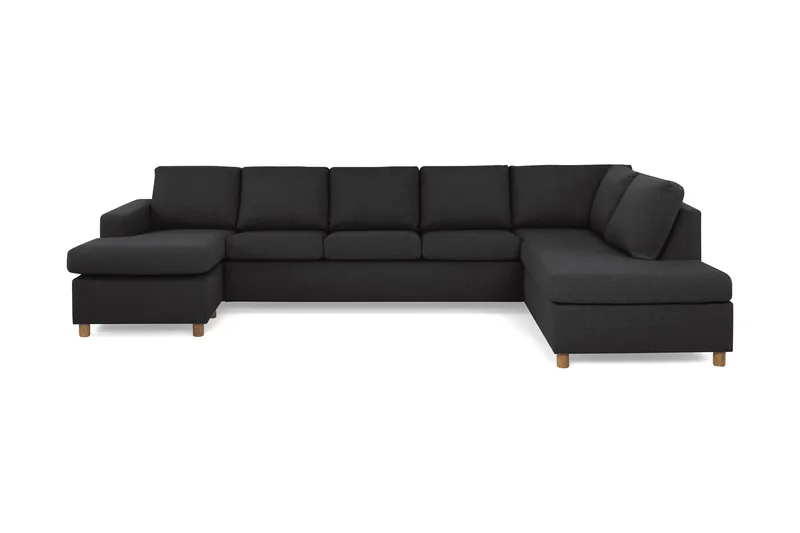 Crazy 5-seters Høyrevendt U-formet X-Large Sofa med Divan og Sjeselong i Stoff - Antrasitt - Møbler - Sofaer - U-sofa