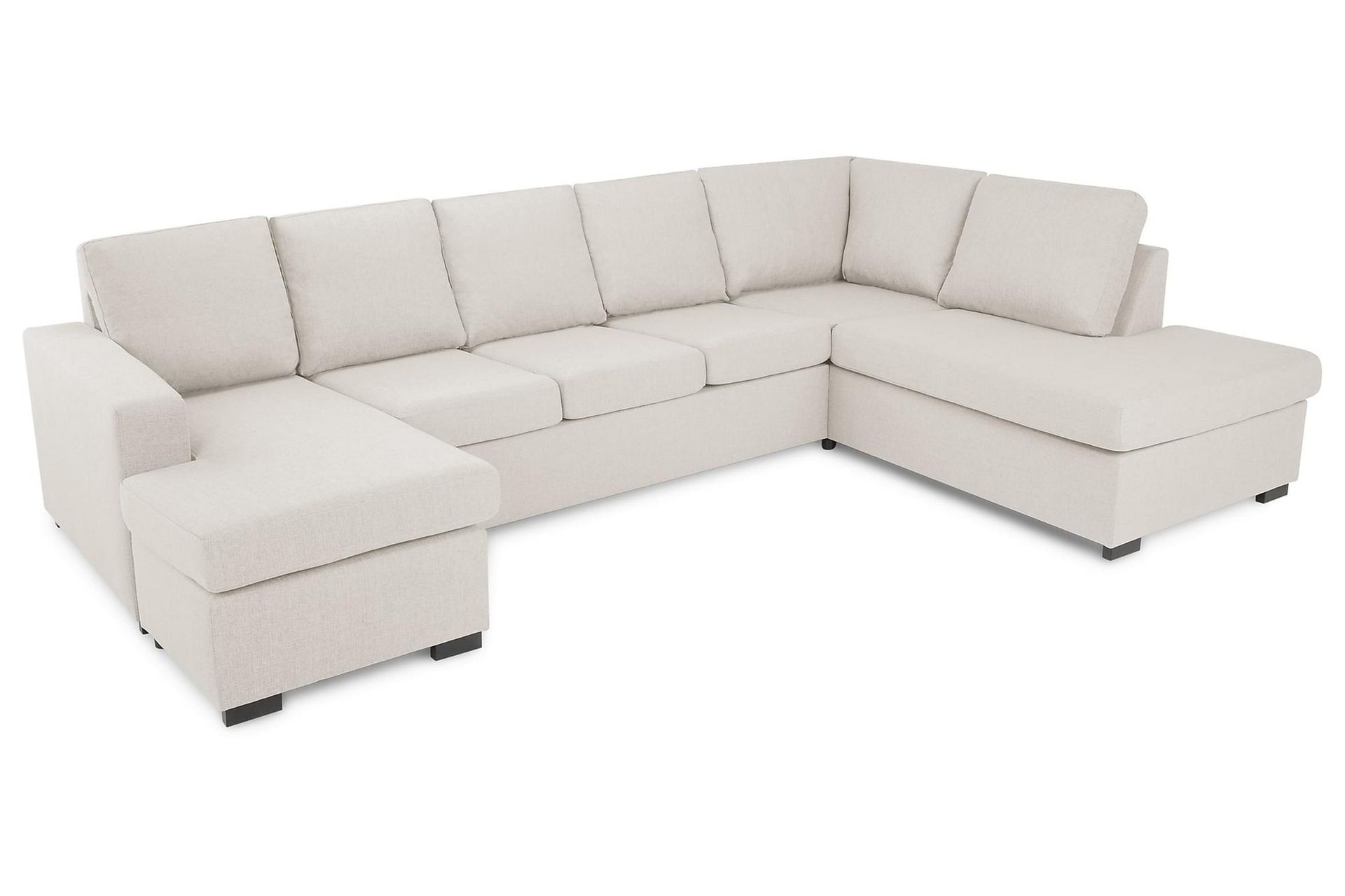 Crazy 5-seters Høyrevendt U-formet X-Large Sofa med Divan og Sjeselong i Stoff - Beige - Møbler - Sofaer - U-sofa