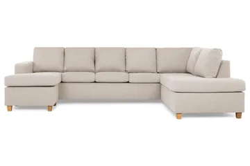 Crazy 5-seters Høyrevendt U-formet X-Large Sofa med Divan og Sjeselong i Stoff - Beige - Møbler - Sofaer - U-sofa