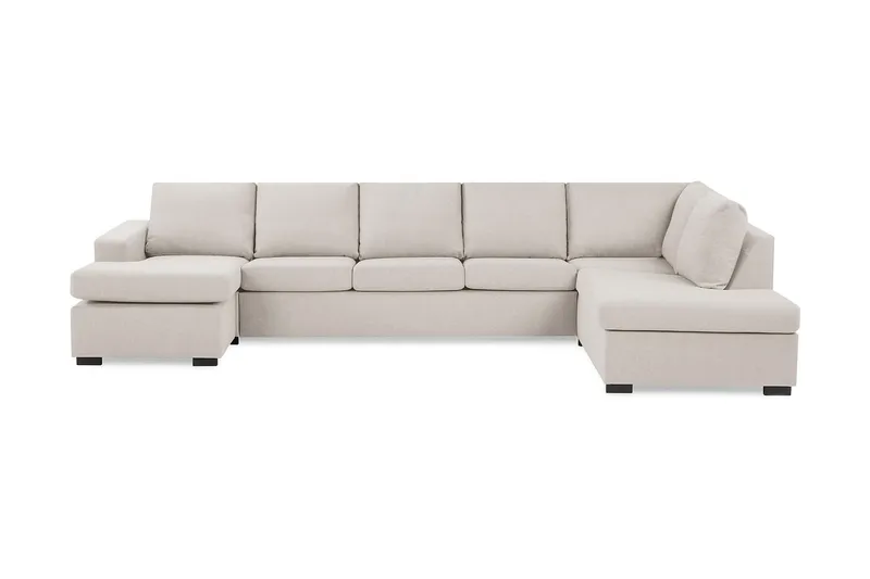 Crazy 5-seters Høyrevendt U-formet X-Large Sofa med Divan og Sjeselong i Stoff, Beige
