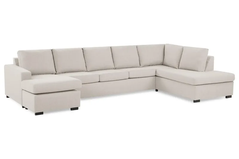 Crazy 5-seters Høyrevendt U-formet X-Large Sofa med Divan og Sjeselong i Stoff - Beige - Møbler - Sofaer - U-sofa