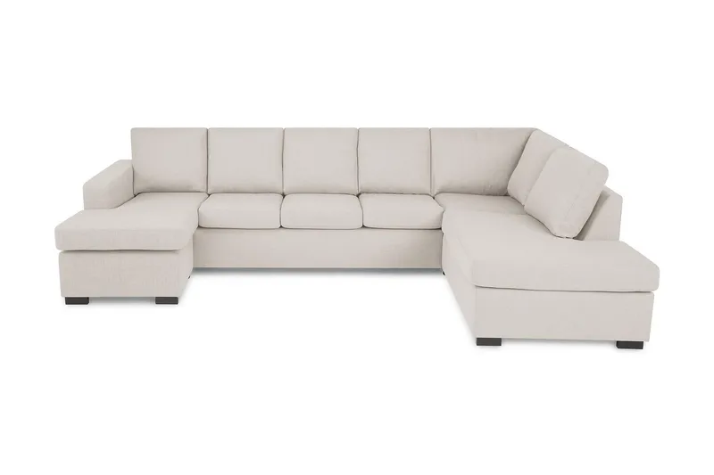 Crazy 5-seters Høyrevendt U-formet X-Large Sofa med Divan og Sjeselong i Stoff, Beige