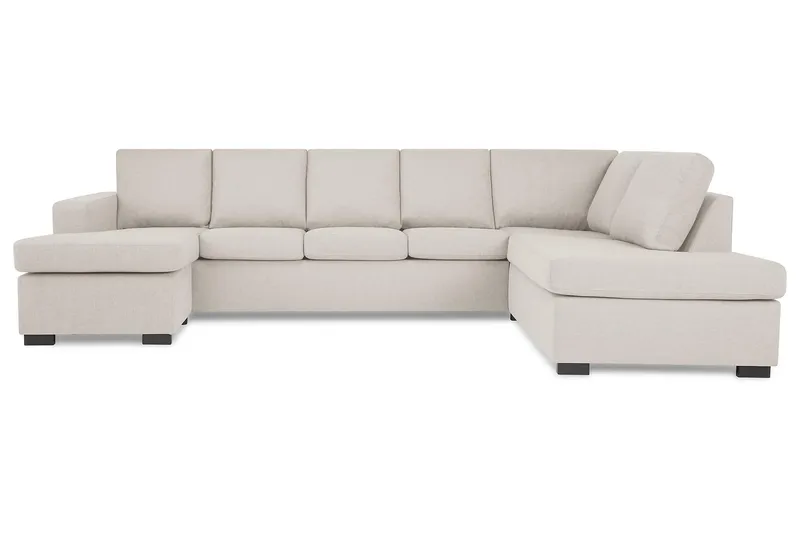 Crazy 5-seters Høyrevendt U-formet X-Large Sofa med Divan og Sjeselong i Stoff - Beige - Møbler - Sofaer - U-sofa