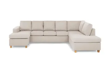 Crazy 5-seters Høyrevendt U-formet X-Large Sofa med Divan og Sjeselong i Stoff - Beige - Møbler - Sofaer - U-sofa